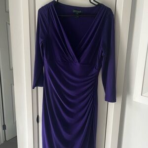 Lauren Ralph Lauren Purple Ruched Wrap Sheath Dress Size 10